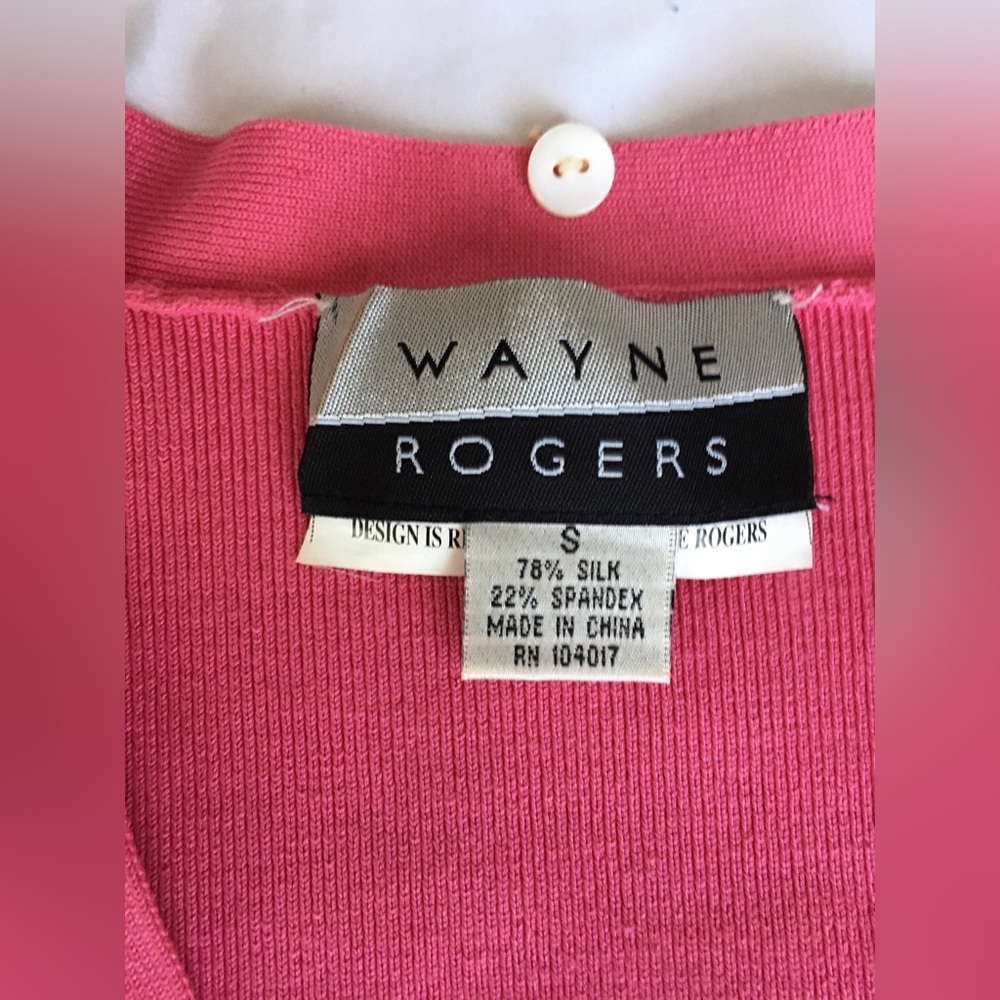 Vintage Wayne Rogers gorg pink silk sweater with real fox fur removable collar. - Picture 4 of 16